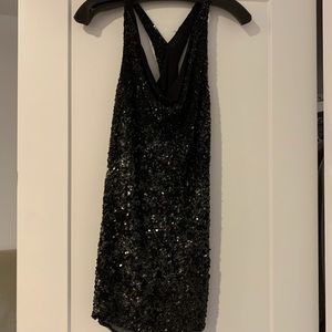 Black beaded mini dress